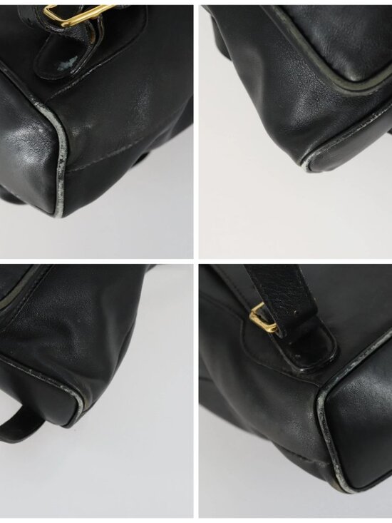 GUCCI Bamboo Backpack Leather Black Gold 003 2034 0030 Auth 156417